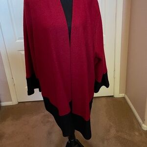 Kasper red jacket with black trim